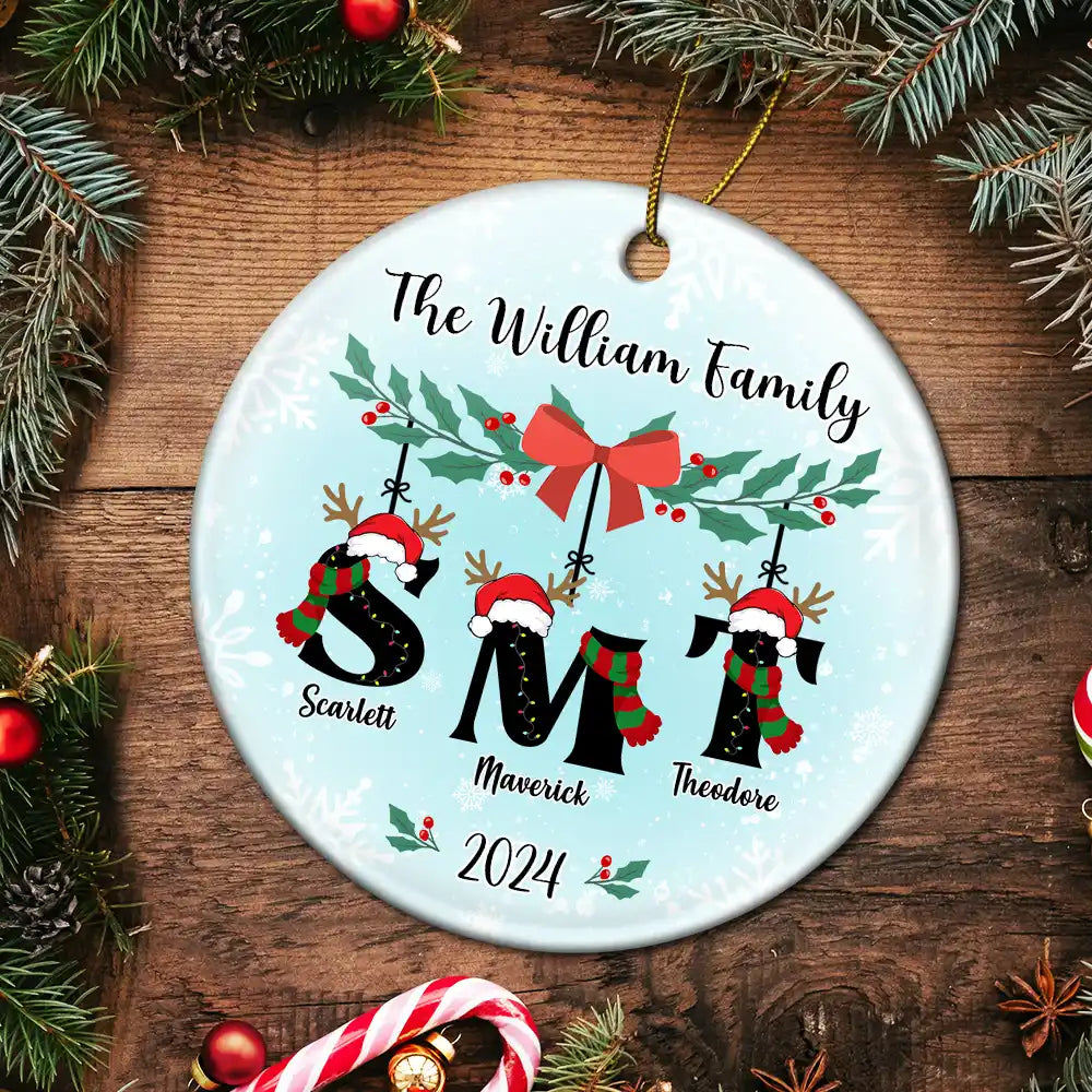 Family First Letter Name Monogram - Personalized Circle Acrylic Ornament