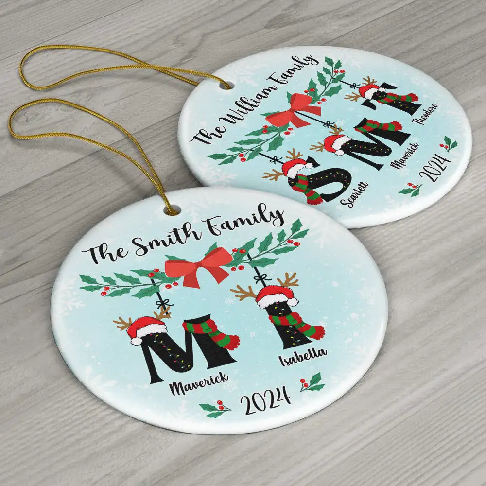 Family First Letter Name Monogram - Personalized Circle Acrylic Ornament