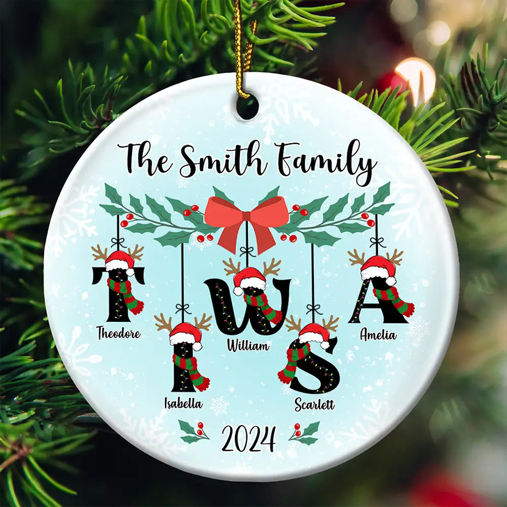 Family First Letter Name Monogram - Personalized Circle Acrylic Ornament