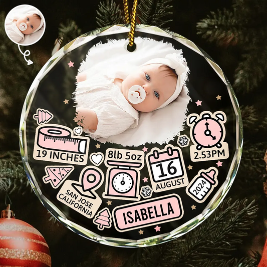 Custom Photo Baby First Christmas - Personalized Circle Acrylic Ornament