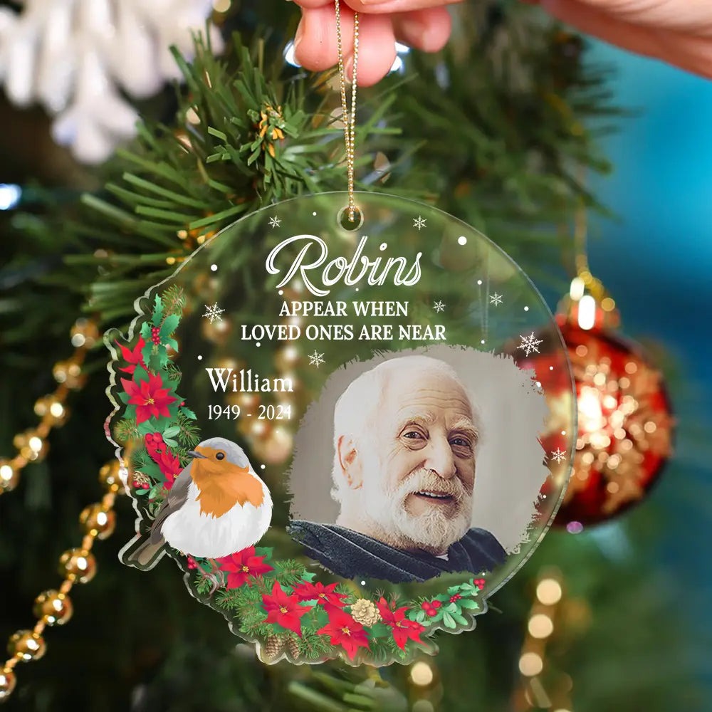 Custom Photo Memorial When Loved Ones Are Near - Personalized Custom Shaped Acrylic Ornament