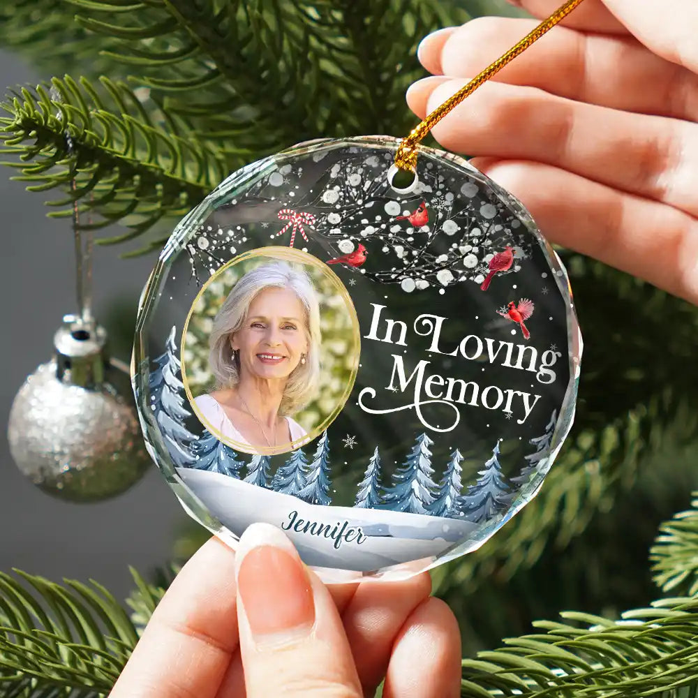 Custom Photo Forever In My Heart Cardinal - Personalized Circle Acrylic Ornament