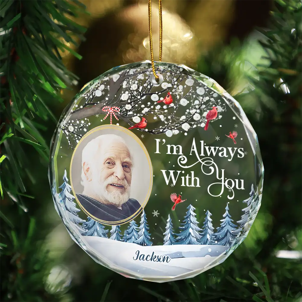 Custom Photo Forever In My Heart Cardinal - Personalized Circle Acrylic Ornament