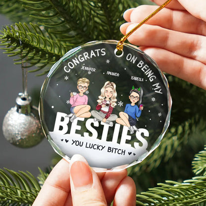 Christmas Congrats On Being My Bestie - Personalized Circle Acrylic Ornament