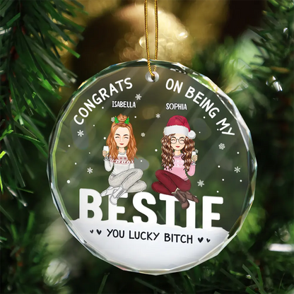 Christmas Congrats On Being My Bestie - Personalized Circle Acrylic Ornament