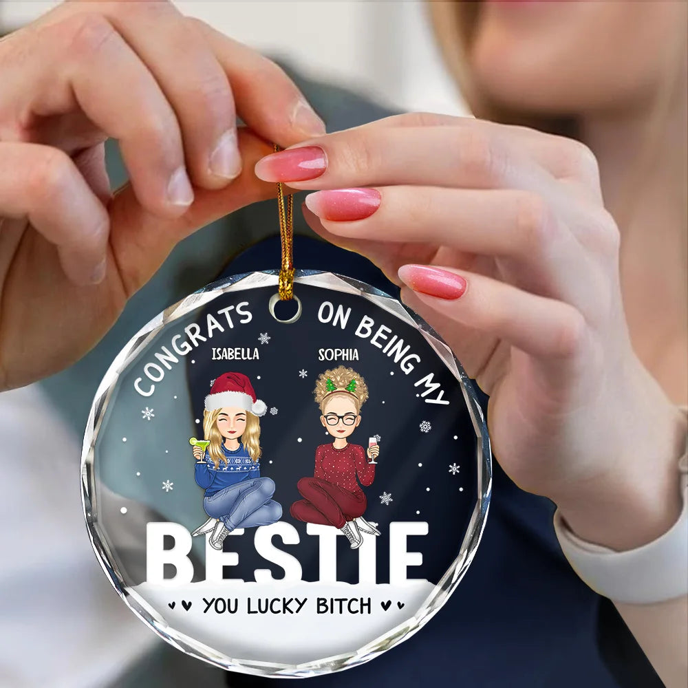 Christmas Congrats On Being My Bestie - Personalized Circle Acrylic Ornament