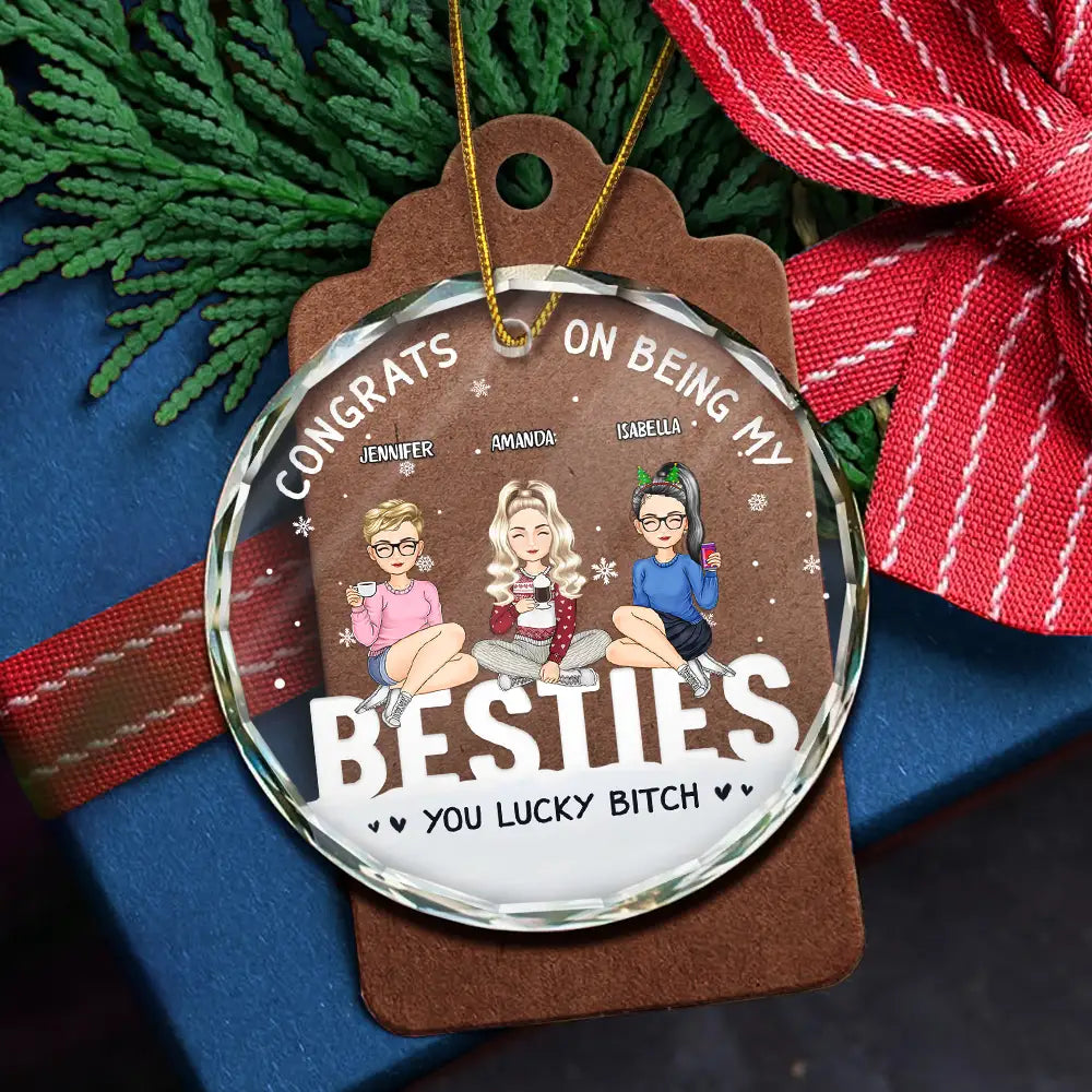 Christmas Congrats On Being My Bestie - Personalized Circle Acrylic Ornament