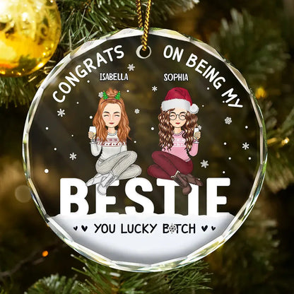 Christmas Congrats On Being My Bestie - Personalized Circle Acrylic Ornament