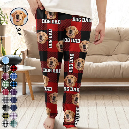 Custom Photo Plaid Pet Face - Personalized Pajama Pants