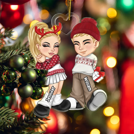 Christmas Couple Y2K - Personalized Cutout Acrylic Ornament