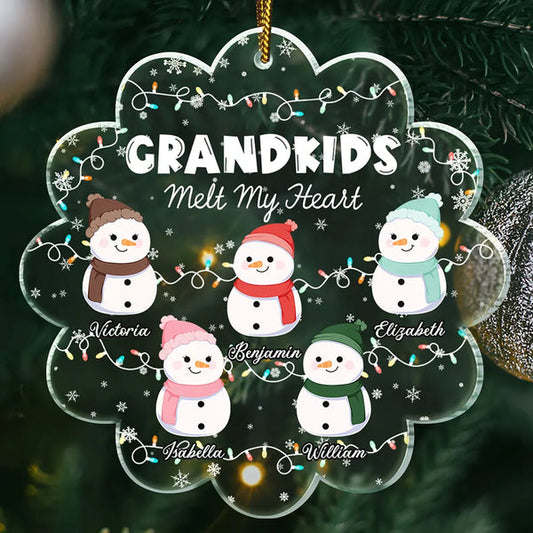 Grandkids Melt My Heart - Personalized Custom Shaped Acrylic Ornament