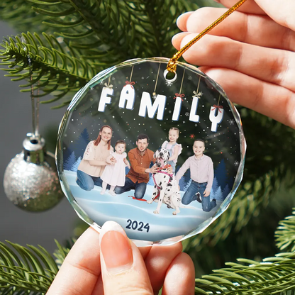 Custom Photo Family Friends Besties Sisters Sitting Together - Personalized Circle Acrylic Ornament