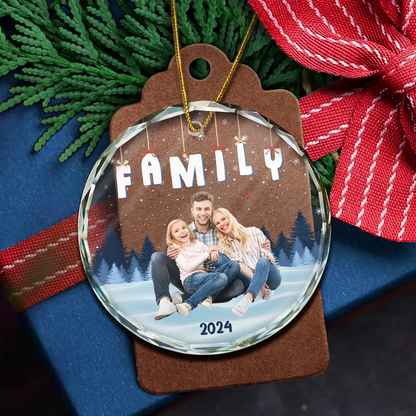 Custom Photo Family Friends Besties Sisters Sitting Together - Personalized Circle Acrylic Ornament