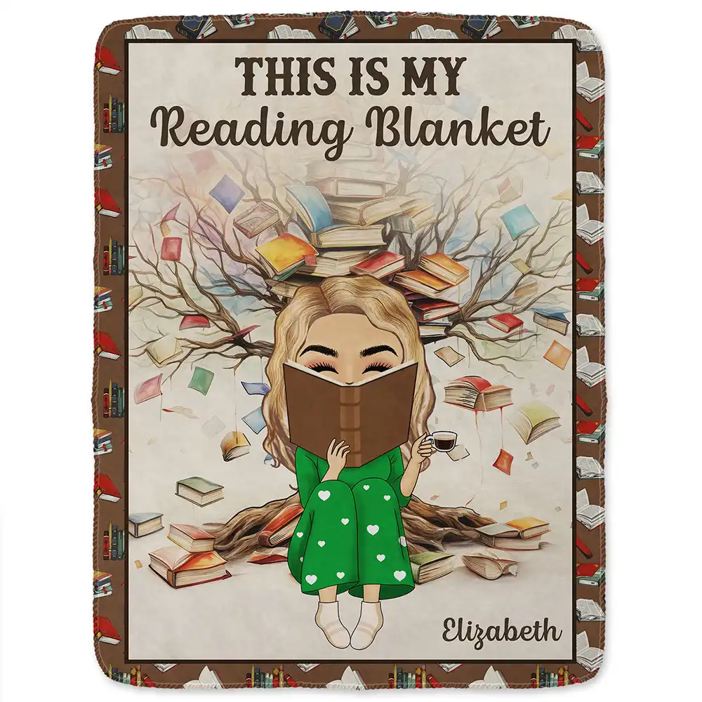 Reading Chibi My Reading Blanket - Personalized Fleece Blanket, Sherpa Blanket