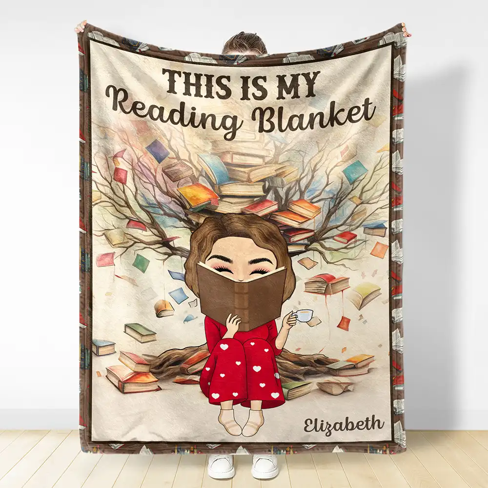 Reading Chibi My Reading Blanket - Personalized Fleece Blanket, Sherpa Blanket