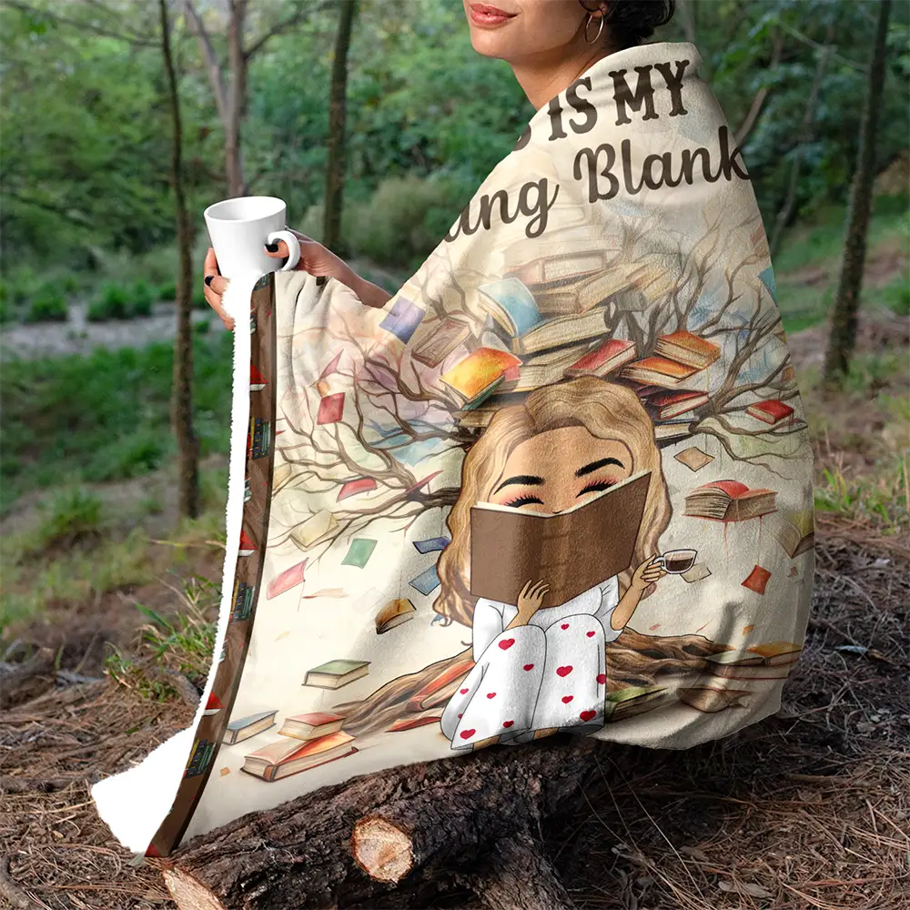 Reading Chibi My Reading Blanket - Personalized Fleece Blanket, Sherpa Blanket