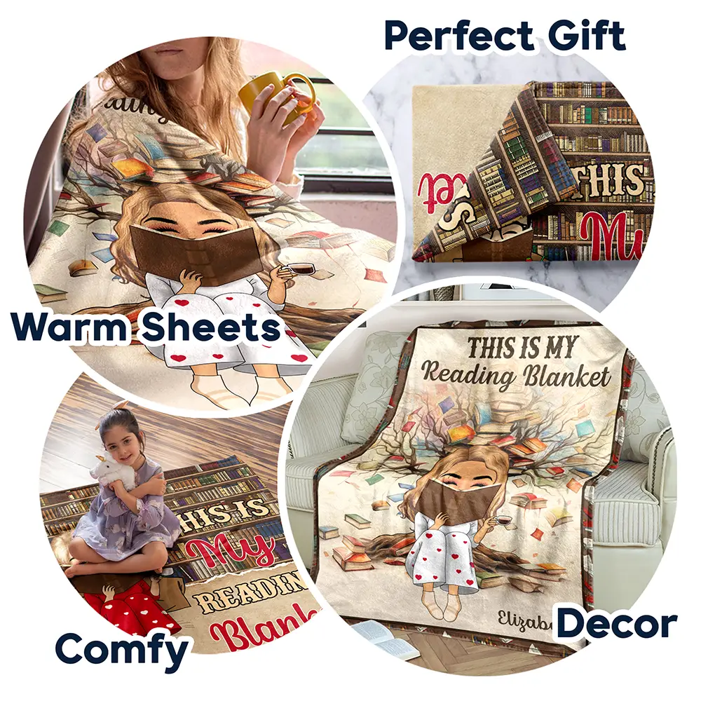 Reading Chibi My Reading Blanket - Personalized Fleece Blanket, Sherpa Blanket