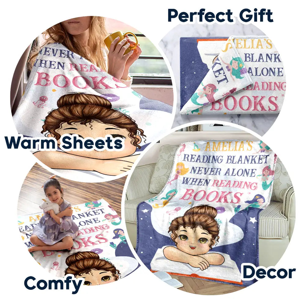 Reading Blanket Just A Girl Boy Who Loves Books - Personalized Fleece Blanket, Sherpa Blanket