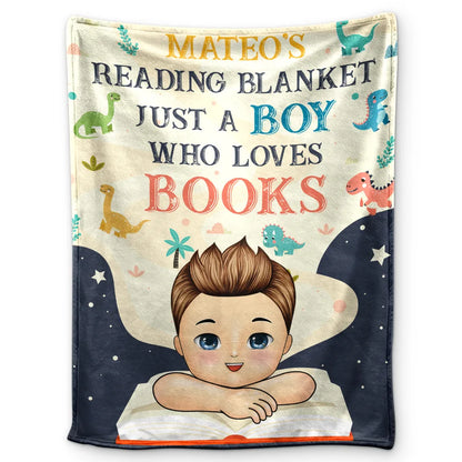 Reading Blanket Just A Girl Boy Who Loves Books - Personalized Fleece Blanket, Sherpa Blanket