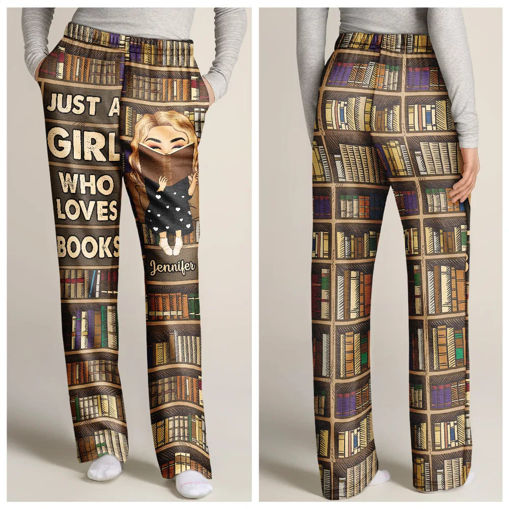 Reading Chibi Just A Girl Who Loves Books - Personalized Pajama Pants