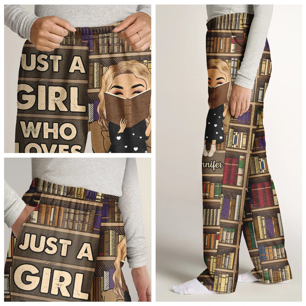 Reading Chibi Just A Girl Who Loves Books - Personalized Pajama Pants