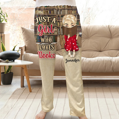 Reading Chibi Just A Girl Who Loves Books - Personalized Pajama Pants