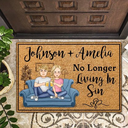 Couple Another Year Living In Sin - Personalized Doormat