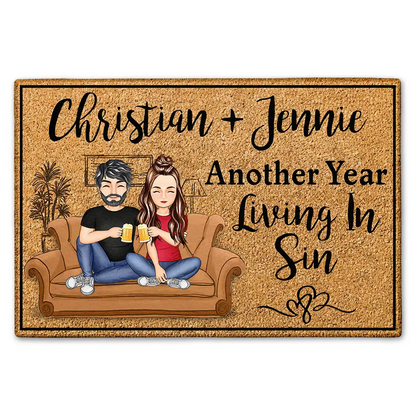 Couple Another Year Living In Sin - Personalized Doormat