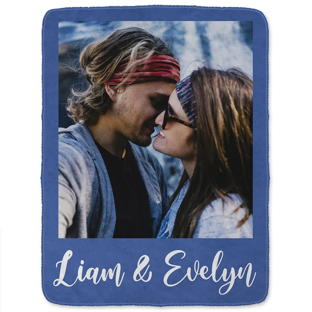 Custom Photo Couple Family Besties Memory - Personalized Fleece Blanket, Sherpa Blanket