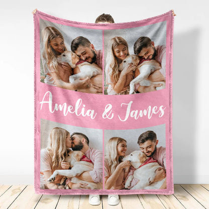 Custom Photo Couple Family Besties Memory - Personalized Fleece Blanket, Sherpa Blanket