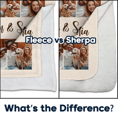 Custom Photo Couple Family Besties Memory - Personalized Fleece Blanket, Sherpa Blanket