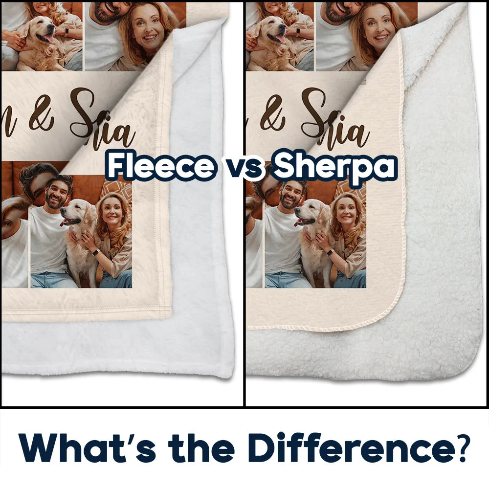 Custom Photo Couple Family Besties Memory - Personalized Fleece Blanket, Sherpa Blanket