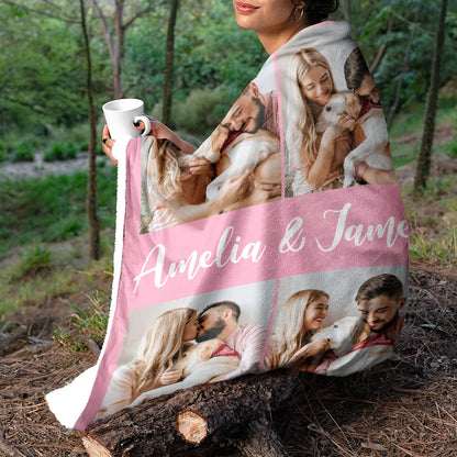Custom Photo Couple Family Besties Memory - Personalized Fleece Blanket, Sherpa Blanket