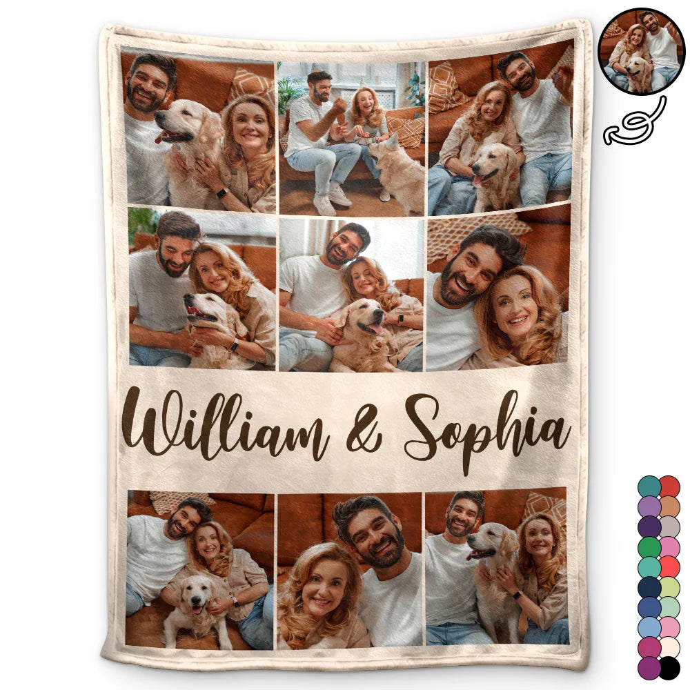 Custom Photo Couple Family Besties Memory - Personalized Fleece Blanket, Sherpa Blanket