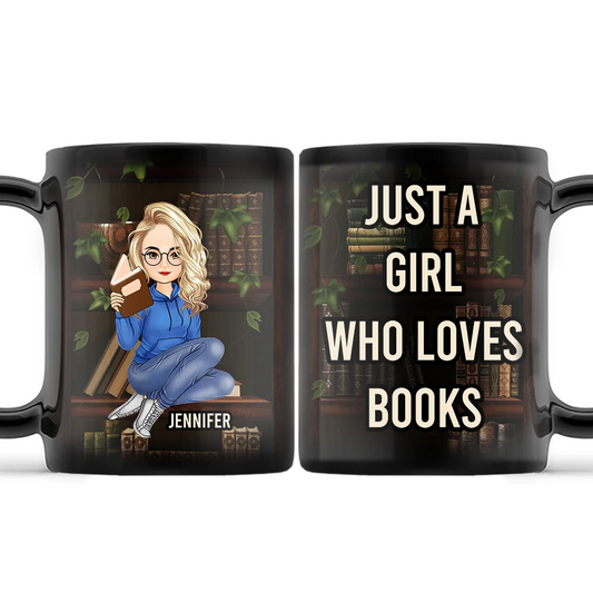 Just A Girl Boy Who Loves Books - Personalized Black Mug