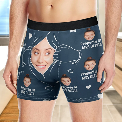 Custom Photo Funny Property Of - Personalized Men's Boxer Briefs