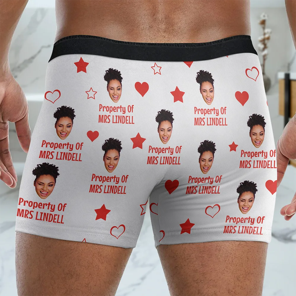 Custom Photo Funny Property Of - Personalized Men's Boxer Briefs