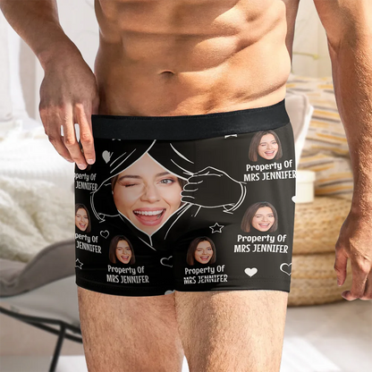 Custom Photo Funny Property Of - Personalized Men's Boxer Briefs