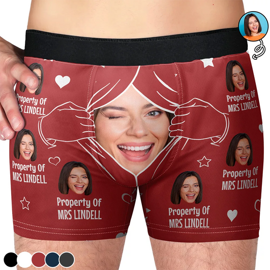 Custom Photo Funny Property Of - Personalized Men's Boxer Briefs