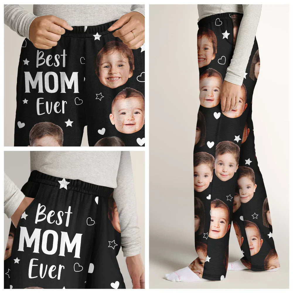 Custom Photo Best Mom Grandma Ever - Personalized Pajama Pants