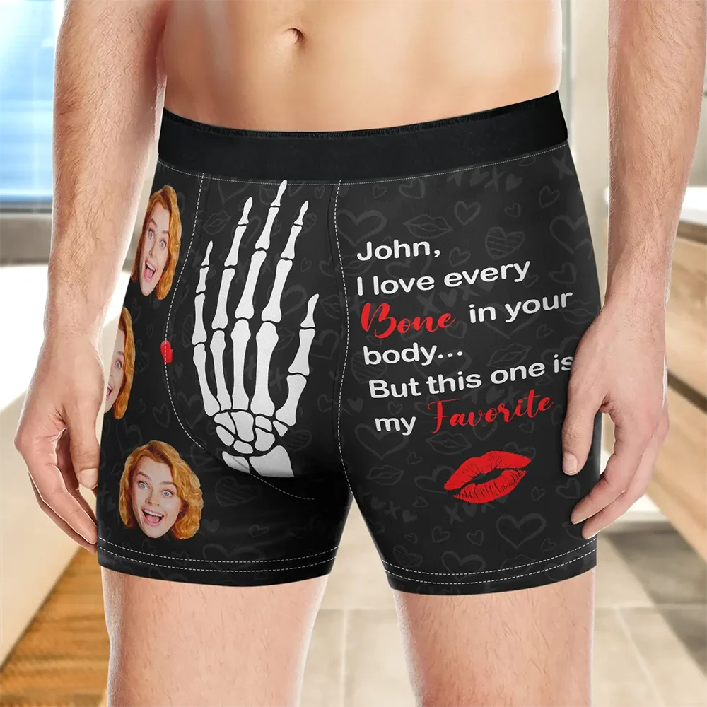 Custom Photo Funny My Favorite Bone - Personalized Men's Boxer Briefs