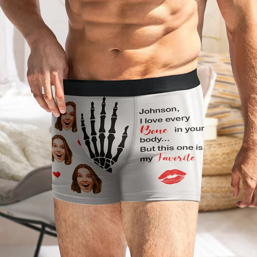 Custom Photo Funny My Favorite Bone - Personalized Men's Boxer Briefs