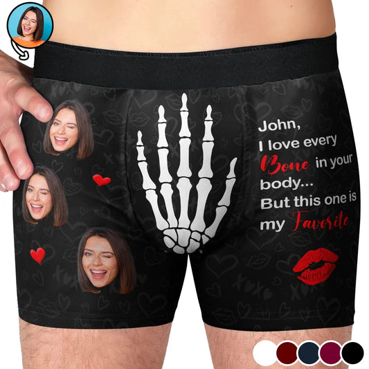 Custom Photo Funny My Favorite Bone - Personalized Men's Boxer Briefs