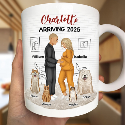 Baby Arriving Expecting Family - Personalized Mug