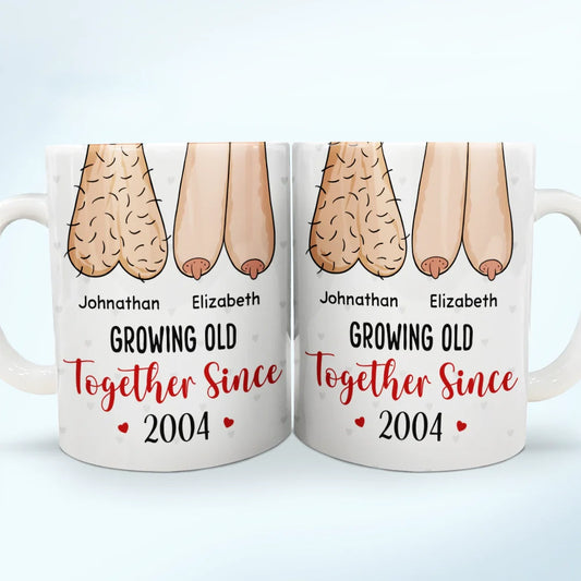 Old Couple Funny Annoying Each Other - Personalized White Edge-to-Edge Mug