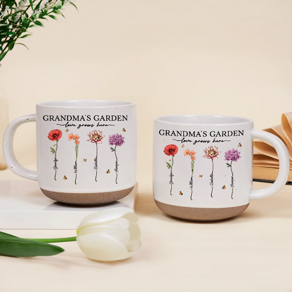 Grandma's Garden Love Grows Here - Personalized Pottery Mug