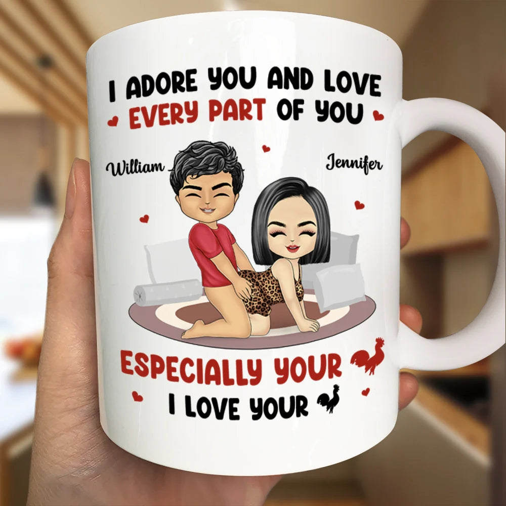 Funny Couple I Adore And Love Every Part Of You - Personalized Mug