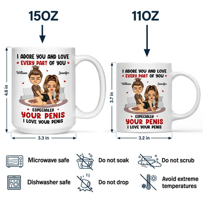 Funny Couple I Adore And Love Every Part Of You - Personalized Mug