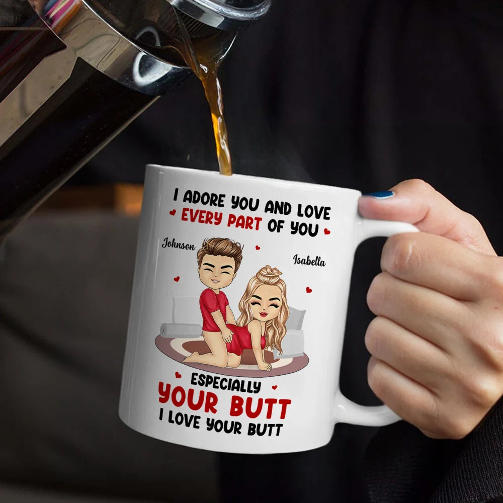 Funny Couple I Adore And Love Every Part Of You - Personalized Mug