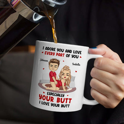 Funny Couple I Adore And Love Every Part Of You - Personalized Mug
